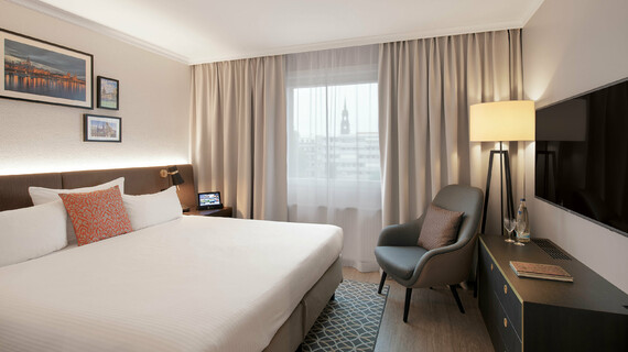 Room with double bed at Dresden's Bilderberg Bellevue Hotel